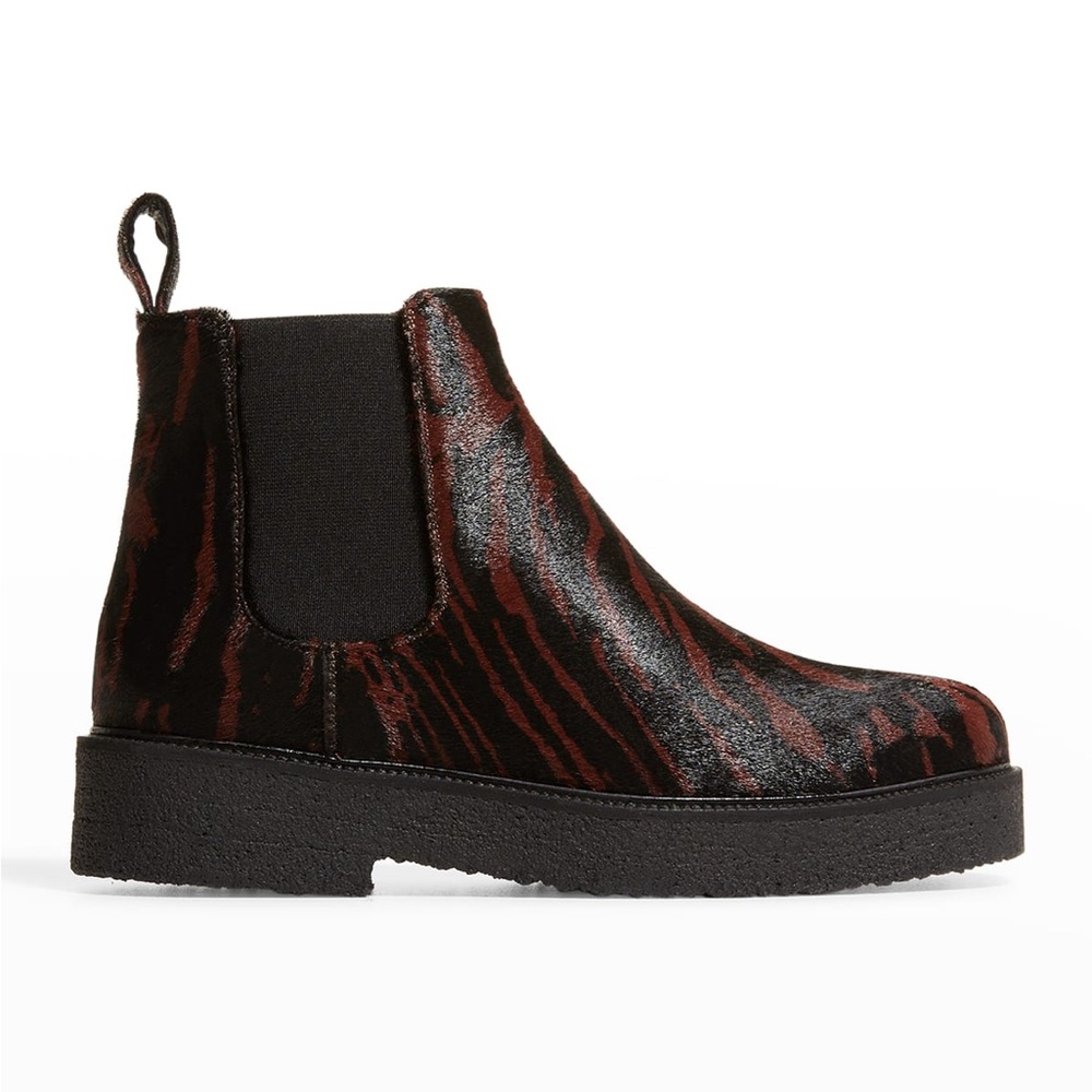 Staud Palamino Animal-Print Fur Chelsea Booties